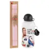 Easter Set, metallic aluminum bottle (500ml) & aromatic flat Easter candle (30cm) (PINK)
