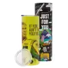 Neon Yellow Travel Tumbler θερμό, μεταλλικό καλαμάκι(Ανωξείδωτο 304 Food grade, BPA free, 600ml)