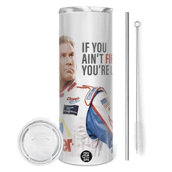 If You Ain't First You're Last Ricky Bobby, Talladega Nights, Tumbler stainless steel 600ml, with metal straw & cleaning brush