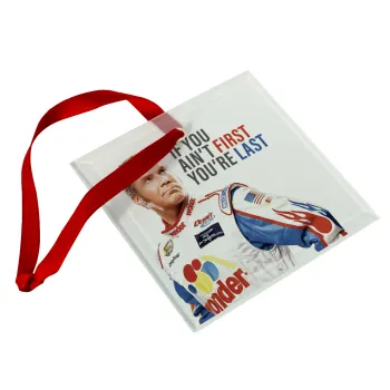 If You Ain't First You're Last Ricky Bobby, Talladega Nights, Στολίδι Χριστουγεννιάτικο στολίδι γυάλινο τετράγωνο 9x9cm