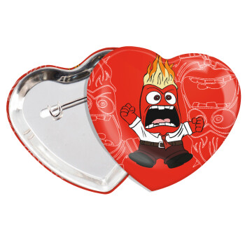 Inside Out Angry, Κονκάρδα παραμάνα καρδιά (57x52mm)