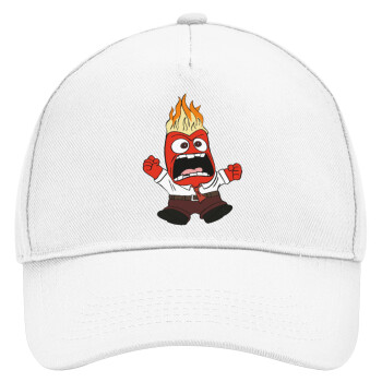 Inside Out θυμός, Καπέλο Ενηλίκων Baseball, Drill, Λευκό (100% ΒΑΜΒΑΚΕΡΟ, ΕΝΗΛΙΚΩΝ, UNISEX, ONE SIZE)