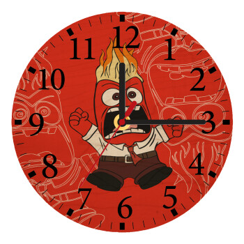 Inside Out Angry, Ρολόι τοίχου ξύλινο plywood (20cm)