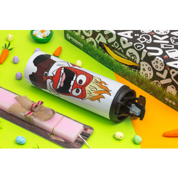 Inside Out Angry, Easter candle,Travel Tumbler 2 Lids, with metal straw & cleaning brush & aromatic flat candle (30cm) (PINK)