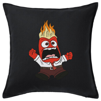 Inside Out θυμός, Μαξιλάρι καναπέ Μαύρο 100% βαμβάκι, περιέχεται το γέμισμα (50x50cm)