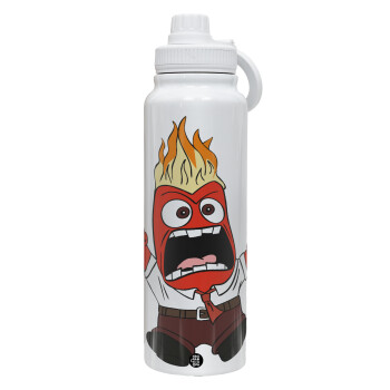 Inside Out Angry, 1L Stainless Steel Thermal Bottle with Phone Holder & Double Wall Insulation
