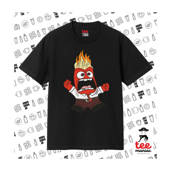 Inside Out Angry, Κλασικό T-Shirt, διπλής ραφής, χωρίς πλευρικές ραφές ΜΑΥΡΟ από 100% βαμβάκι. Vegan & OEKO-TEX πιστοποιημένο.