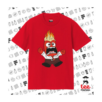 Inside Out θυμός, Κλασικό T-Shirt, διπλής ραφής, χωρίς πλευρικές ραφές ΚΟΚΚΙΝΟ από 100% βαμβάκι. Vegan & OEKO-TEX πιστοποιημένο.