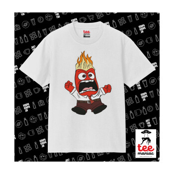 Inside Out θυμός, Κλασικό T-Shirt, διπλής ραφής, χωρίς πλευρικές ραφές ΛΕΥΚΟ από 100% βαμβάκι. Vegan & OEKO-TEX πιστοποιημένο.