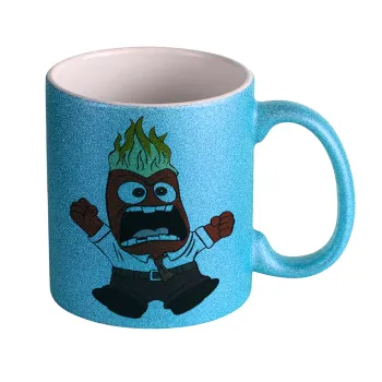 Inside Out Angry, Κούπα Σιέλ Glitter που γυαλίζει, κεραμική, 330ml