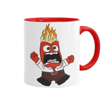 Inside Out θυμός, Κούπα χρωματιστή κόκκινη, κεραμική, 330ml