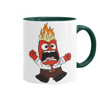 Inside Out θυμός, Κούπα χρωματιστή πράσινη, κεραμική, 330ml