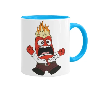 Inside Out θυμός, Κούπα χρωματιστή γαλάζια, κεραμική, 330ml