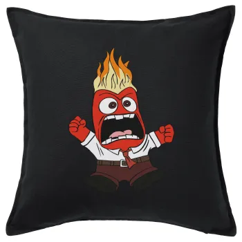 Inside Out θυμός, Μαξιλάρι καναπέ Μαύρο 100% βαμβάκι, περιέχεται το γέμισμα (50x50cm)