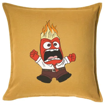 Inside Out θυμός, Μαξιλάρι καναπέ Κίτρινο 100% βαμβάκι, περιέχεται το γέμισμα (50x50cm)
