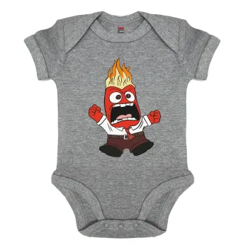 Inside Out θυμός, Βρεφικό φορμάκι μωρού, 0-18 μηνών, ΓΚΡΙ ΜΕΛΑΝΖΕ, 100% Organic Cotton, κοντομάνικο