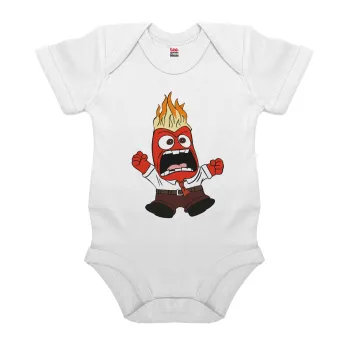 Inside Out θυμός, Βρεφικό φορμάκι μωρού, 0-24 μηνών, ΛΕΥΚΟ, 100% Organic Cotton, κοντομάνικο