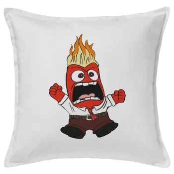 Inside Out θυμός, Μαξιλάρι καναπέ ΛΕΥΚΟ 100% βαμβάκι, περιέχεται το γέμισμα (50x50cm)