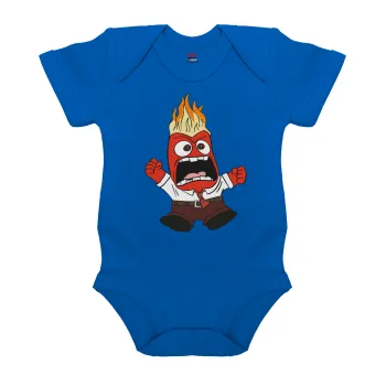 Inside Out θυμός, Βρεφικό φορμάκι μωρού, Μπλε Κοβαλτίου, 100% Organic Cotton, κοντομάνικο