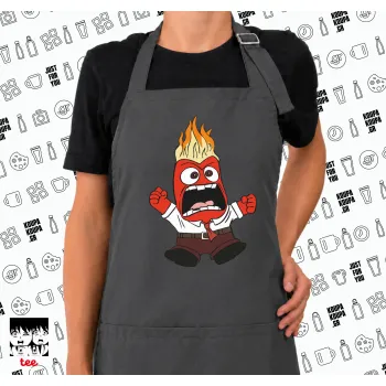 Inside Out θυμός, Ποδιά μακριά Σεφ ολόσωμη με τσέπες GREY (ΕΝΗΛΙΚΩΝ)