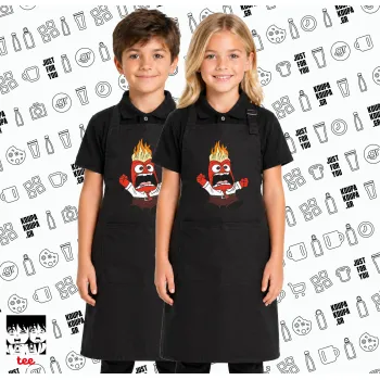 Inside Out θυμός, Μαύρη ΠΑΙΔΙΚΗ Ποδιά μακριά Σεφ ολόσωμη με τσέπες