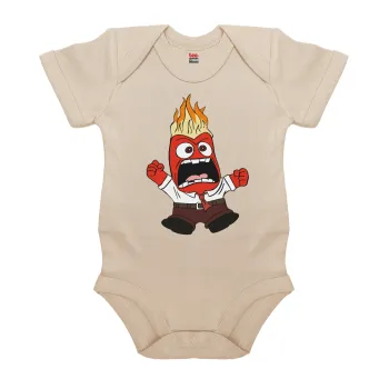 Inside Out θυμός, Βρεφικό φορμάκι μωρού, 0-18 μηνών, Natural (Εκρού), 100% Organic Cotton, κοντομάνικο