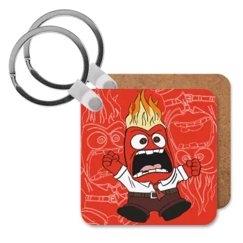 Inside Out θυμός, Μπρελόκ Ξύλινο τετράγωνο MDF