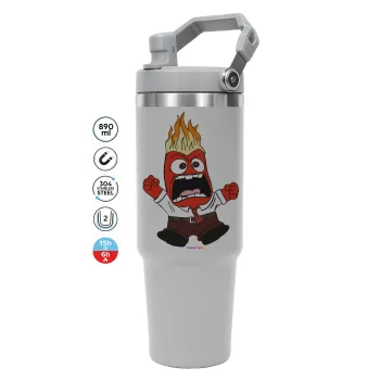 Inside Out θυμός, ΓΚΡΙ χρώματος Θερμός Ανοξείδωτο 890ml (30oz) με χερούλι