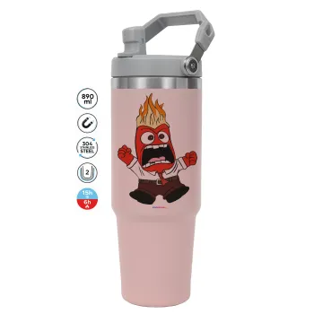 Inside Out θυμός, ΡΟΖ χρώματος Θερμός Ανοξείδωτο 890ml (30oz) με χερούλι