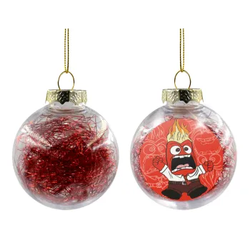 Inside Out Angry, Transparent Christmas tree ball ornament with red filling 8cm