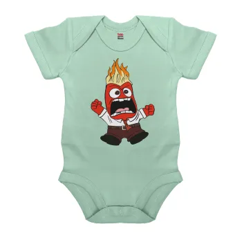 Inside Out θυμός, Βρεφικό φορμάκι μωρού, 0-18 μηνών, mint (Μέντα), 100% Organic Cotton, κοντομάνικο