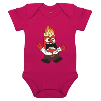 Inside Out Angry, Βρεφικό φορμάκι μωρού, 0-18 μηνών, ΡΟΖ, 100% Organic Cotton, κοντομάνικο