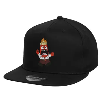 Inside Out Angry, Children's Flat Snapback Hat, Black (100% COTTON, CHILD, UNISEX, ONE SIZE)