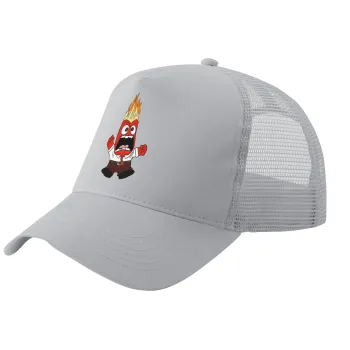 Inside Out Angry, Trucker Hat with Mesh, GREY, (COTTON, KIDS, UNISEX, ONE SIZE)
