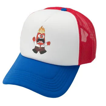 Inside Out θυμός, Καπέλο Ενηλίκων Soft Trucker με Δίχτυ Red/Blue/White (POLYESTER, ΕΝΗΛΙΚΩΝ, UNISEX, ONE SIZE)
