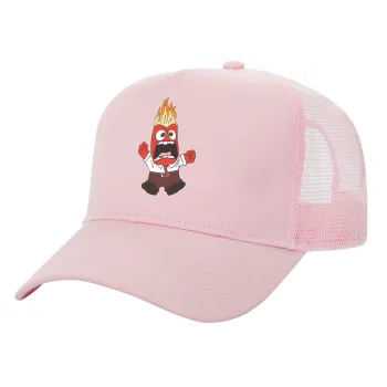 Inside Out Angry, Structured Trucker Children's Hat, with Mesh, PINK (100% COTTON, CHILDREN'S, UNISEX, ONE SIZE)