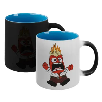 Inside Out θυμός, Κούπα Μαγική εσωτερικό μπλε, κεραμική 330ml που αλλάζει χρώμα με το ζεστό ρόφημα