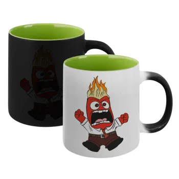 Inside Out Angry, Κούπα Μαγική εσωτερικό πράσινο, κεραμική 330ml που αλλάζει χρώμα με το ζεστό ρόφημα