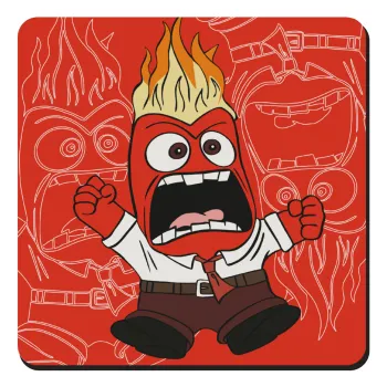 Inside Out Angry, Τετράγωνο μαγνητάκι ξύλινο 9x9cm