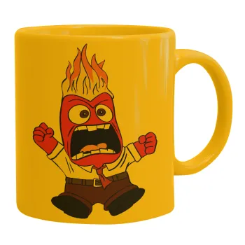 Inside Out Angry, Ceramic coffee mug yellow, 330ml