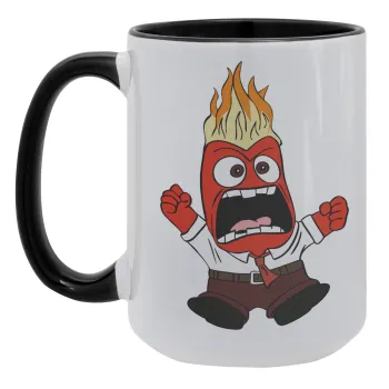 Inside Out θυμός, Κούπα Mega 15oz, κεραμική Μαύρη, 450ml