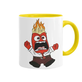 Inside Out Angry, Mug colored yellow, ceramic, 330ml