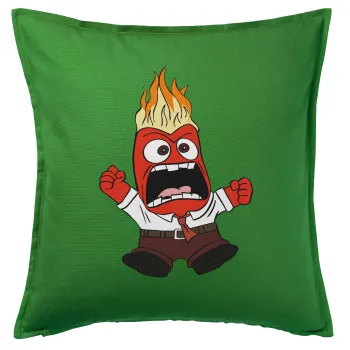 Inside Out θυμός, Μαξιλάρι καναπέ Πράσινο 100% βαμβάκι, περιέχεται το γέμισμα (50x50cm)