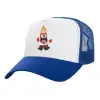 Adult Structured Trucker Hat, with Mesh, WHITE/BLUE (100% COTTON, ADULT, UNISEX, ONE SIZE)