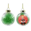 Στολίδι Χριστουγεννιάτικη μπάλα δένδρου διάφανη με πράσινο γέμισμα 8cm
