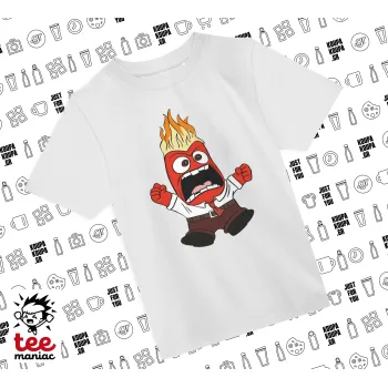 Inside Out θυμός, Άνετο παιδικό T-Shirt ΛΕΥΚΟ από 100% βαμβάκι, για κάθε μέρα. Vegan & OEKO-TEX πιστοποιημένο.