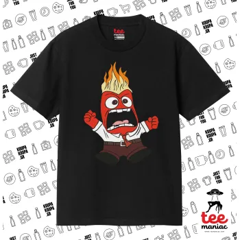 Inside Out Angry, Κλασικό T-Shirt, διπλής ραφής, χωρίς πλευρικές ραφές ΜΑΥΡΟ από 100% βαμβάκι. Vegan & OEKO-TEX πιστοποιημένο.
