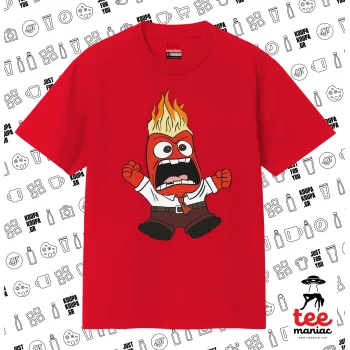 Inside Out Angry, Κλασικό T-Shirt, διπλής ραφής, χωρίς πλευρικές ραφές ΚΟΚΚΙΝΟ από 100% βαμβάκι. Vegan & OEKO-TEX πιστοποιημένο.