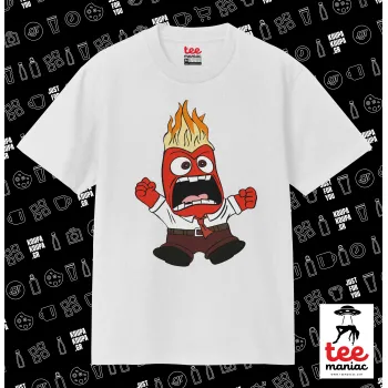 Inside Out θυμός, Κλασικό T-Shirt, διπλής ραφής, χωρίς πλευρικές ραφές ΛΕΥΚΟ από 100% βαμβάκι. Vegan & OEKO-TEX πιστοποιημένο.