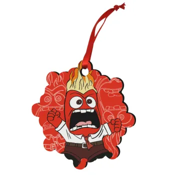 Inside Out Angry, Christmas ornament snowflake wooden 7.5cm